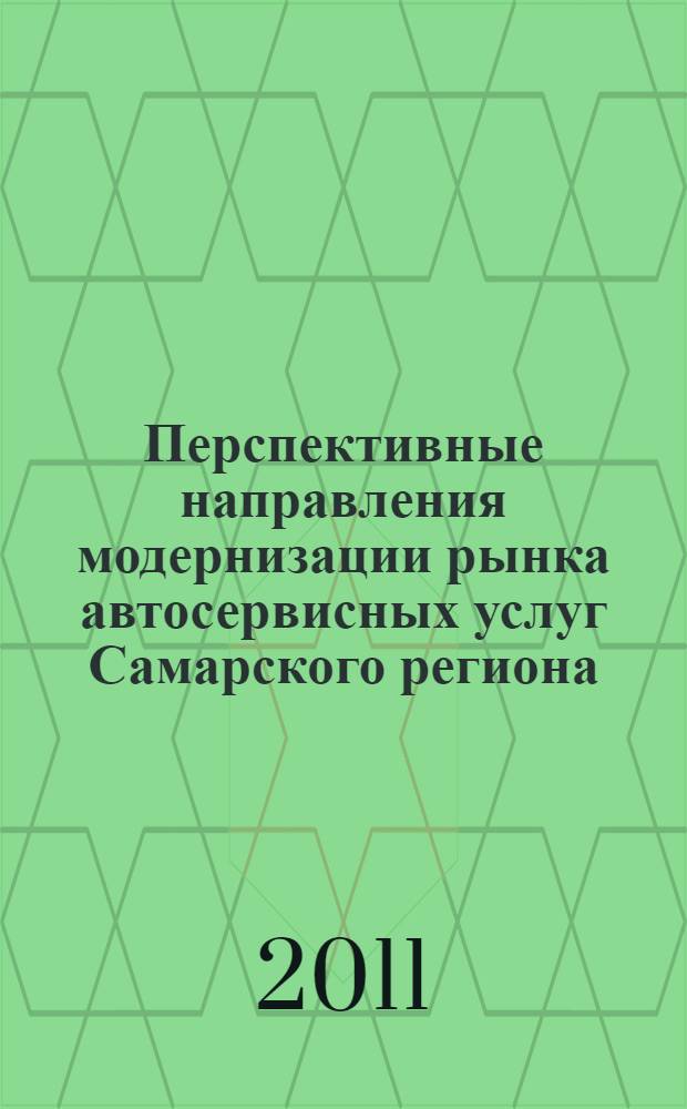 Перспективные направления модернизации рынка автосервисных услуг Самарского региона : автореферат диссертации на соискание ученой степени кандидата экономических наук : специальность 08.00.05 <Экономика и управление народным хозяйством по отраслям и сферам деятельности>