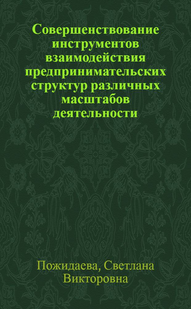 Совершенствование инструментов взаимодействия предпринимательских структур различных масштабов деятельности : автореферат диссертации на соискание ученой степени кандидата экономических наук : специальность 08.00.05 <Экономика и управление народным хозяйством по отраслям и сферам деятельности>