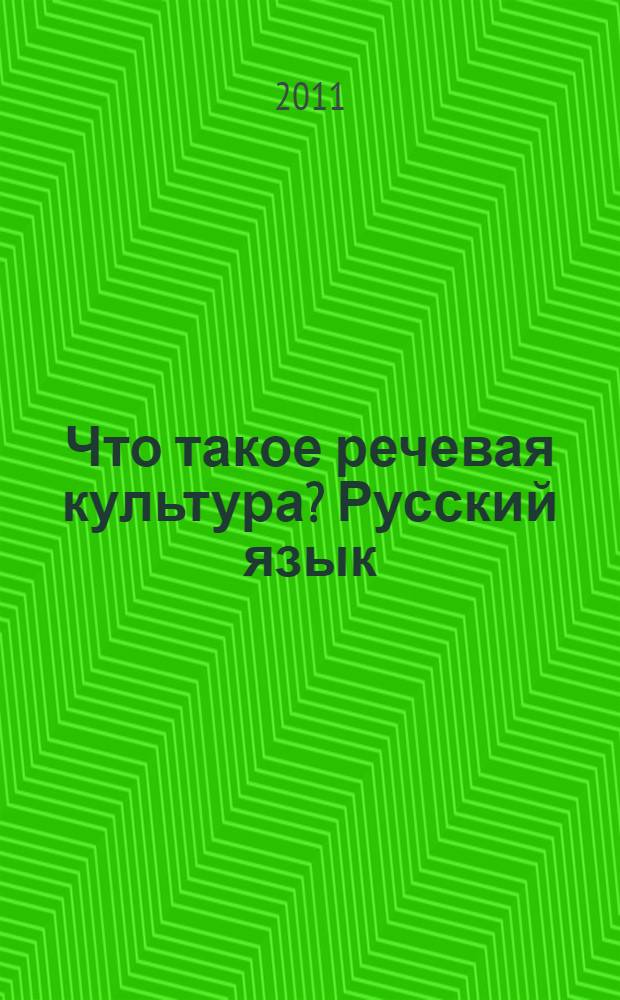 Что такое речевая культура? Русский язык: методические рекомендации