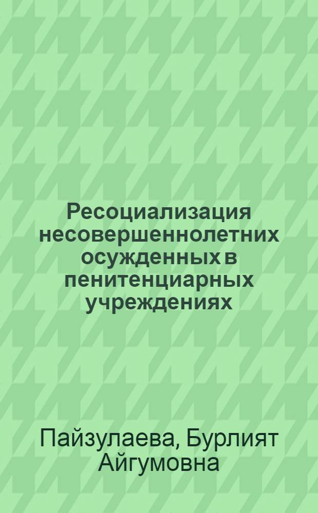 Ресоциализация несовершеннолетних осужденных в пенитенциарных учреждениях : автореферат диссертации на соискание ученой степени кандидата педагогических наук : специальность 13.00.01 <Общая педагогика, история педагогики и образования>