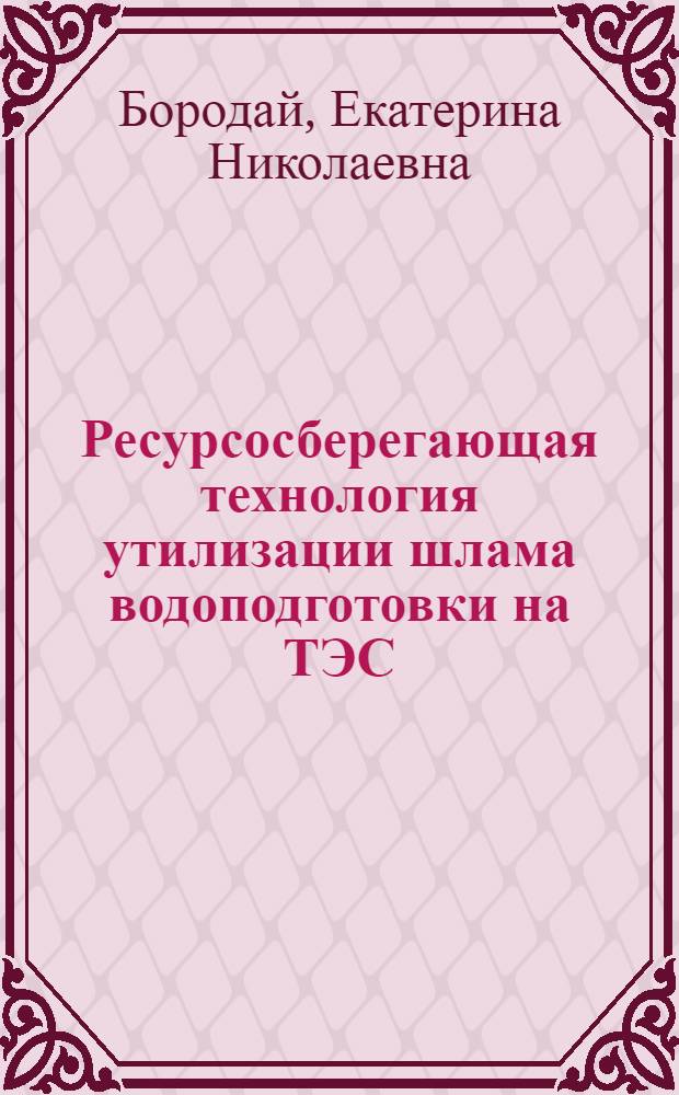 Ресурсосберегающая технология утилизации шлама водоподготовки на ТЭС : автореферат диссертации на соискание ученой степени кандидата технических наук : специальность 05.14.14 <Тепловые электрические станции, их энергетические системы и агрегаты>