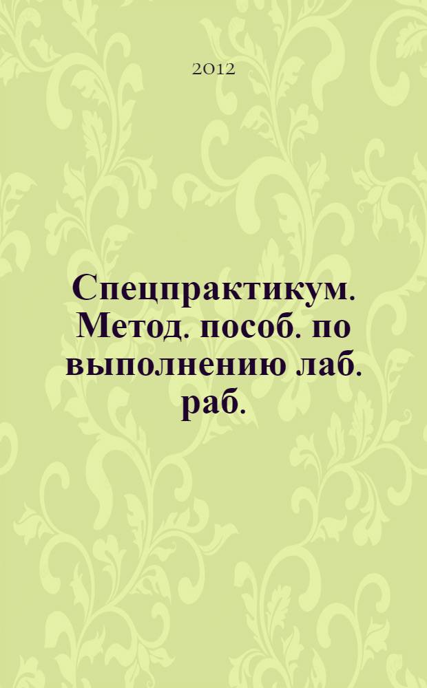 Спецпрактикум. Метод. пособ. по выполнению лаб. раб.