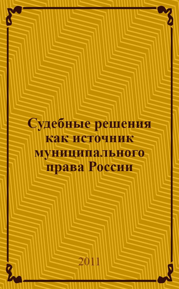 Судебные решения как источник муниципального права России : автореф. дис. на соиск. учен. степ. к. ю. н. : специальность 12.00.02 <Конституционное право; муниципальное право>