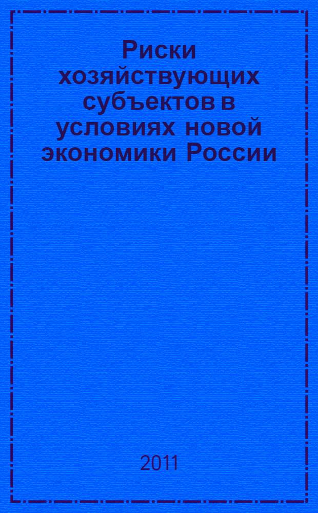 Риски хозяйствующих субъектов в условиях новой экономики России : автореферат диссертации на соискание ученой степени кандидата экономических наук : специальность 08.00.01 <Экономическая теория>