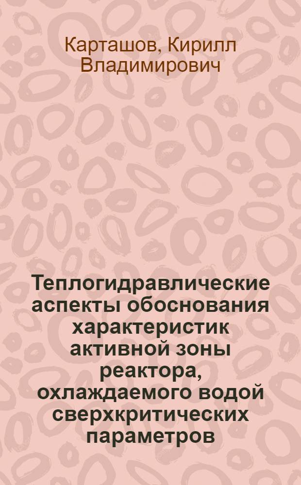Теплогидравлические аспекты обоснования характеристик активной зоны реактора, охлаждаемого водой сверхкритических параметров : автореферат диссертации на соискание ученой степени кандидата технических наук : специальность 05.14.03 <Ядерные энергетические установки, включая проектирование, эксплуатацию и вывод из эксплуатации>