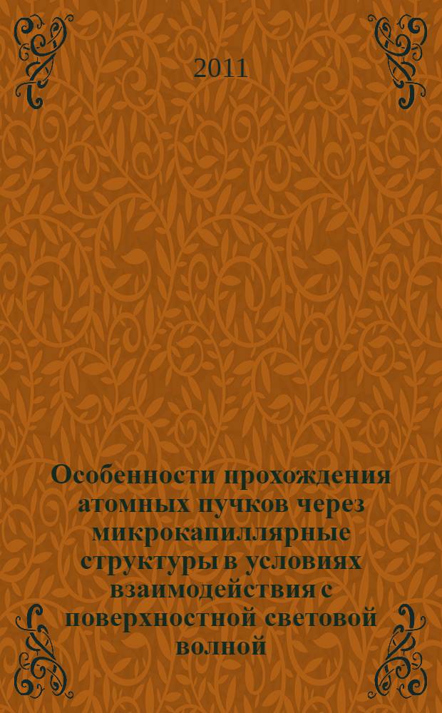 Особенности прохождения атомных пучков через микрокапиллярные структуры в условиях взаимодействия с поверхностной световой волной : автореф. дис. на соиск. учен. степ. к. ф.-м. н. : специальность 01.04.15 <Физика и технология наноструктур, атомная и молекулярная физика>