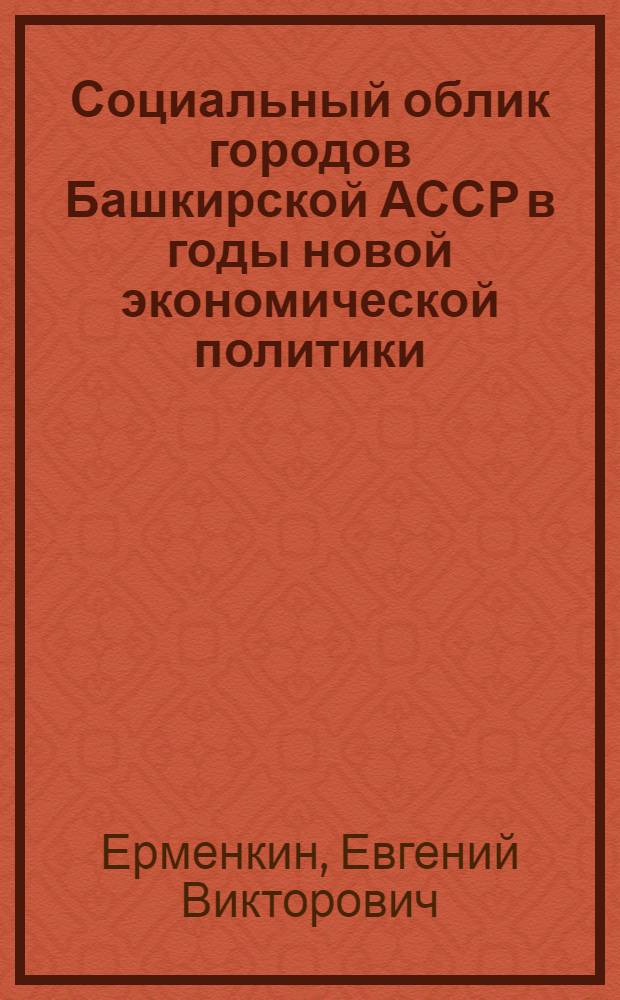 Социальный облик городов Башкирской АССР в годы новой экономической политики (1921-1928 гг.) : автореф. дис. на соиск. учен. степ. к. ист. н. : специальность 07.00.02 <Отечественная история>