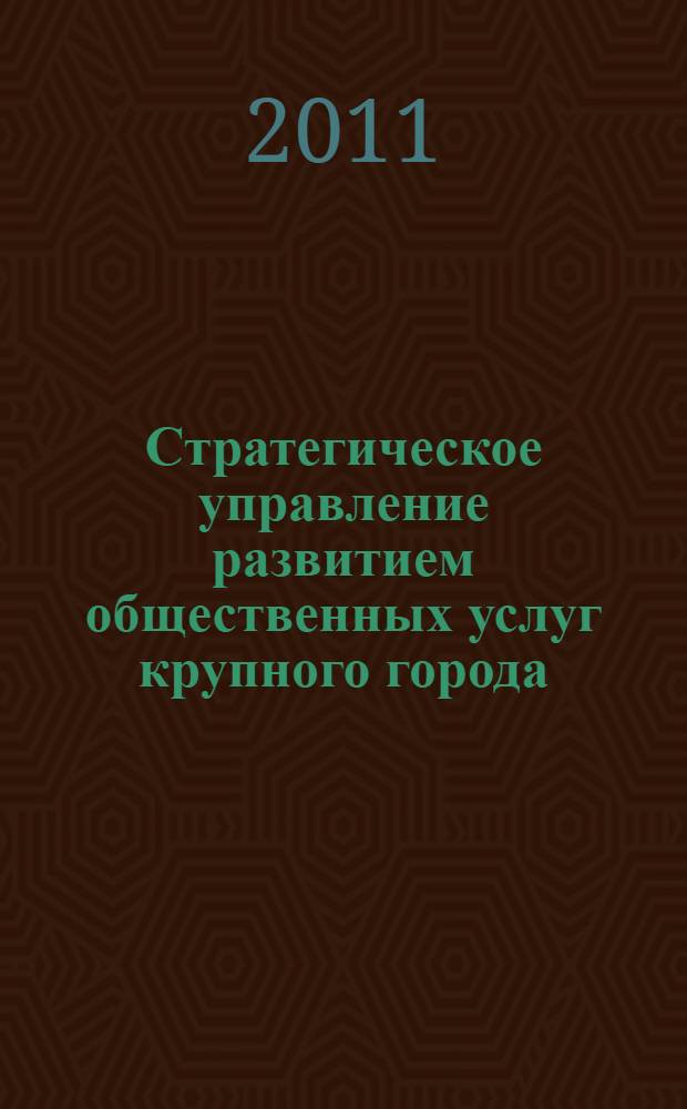 Стратегическое управление развитием общественных услуг крупного города: теория и методология : монография
