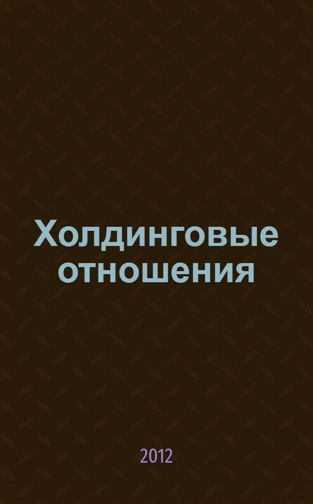 Холдинговые отношения: теоретические и методические аспекты : монография
