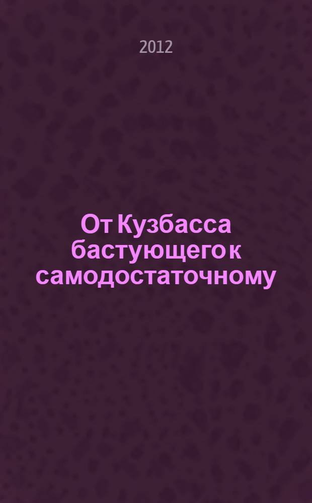 От Кузбасса бастующего к самодостаточному : уроки недипломированного финансиста из команды А.Г. Тулеева