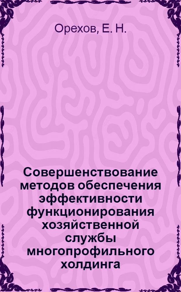 Совершенствование методов обеспечения эффективности функционирования хозяйственной службы многопрофильного холдинга : монография
