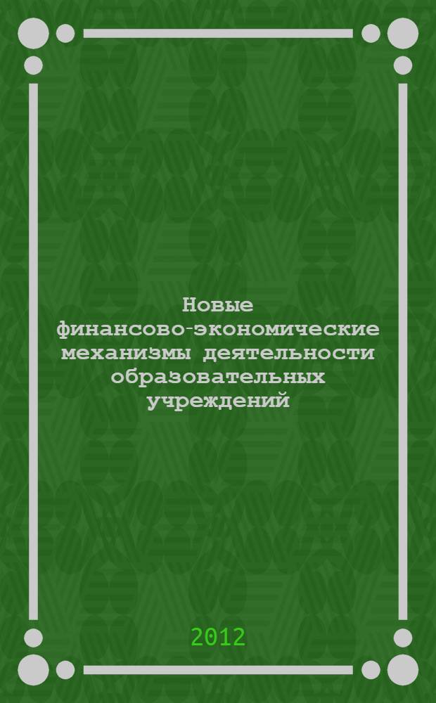 Новые финансово-экономические механизмы деятельности образовательных учреждений : учебное мультимедийное издание