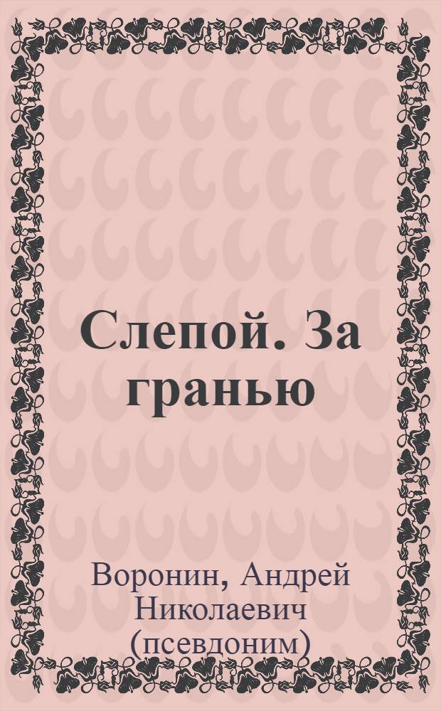Слепой. За гранью : роман