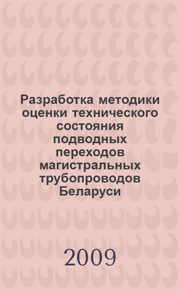 Разработка методики оценки технического состояния подводных переходов магистральных трубопроводов Беларуси : автореферат диссертации на соискание ученой степени к. т. н. : специальность 25.00.19 <Стр-во и эксплуатация нефтегазопроводов>