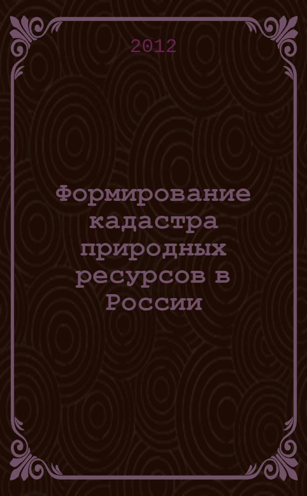 Формирование кадастра природных ресурсов в России (X - начало XX в.) : автореф. дис. на соиск. учен. степ. д. г. н. : специальность 07.00.10 <История науки и техники>