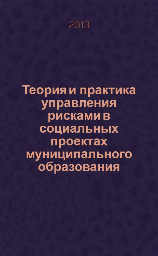 Теория и практика управления рисками в социальных проектах муниципального образования : монография
