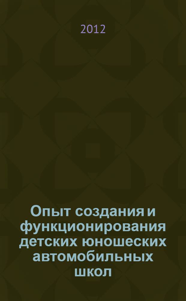 Опыт создания и функционирования детских юношеских автомобильных школ : (на примере Республики Татарстан) : методическое пособие
