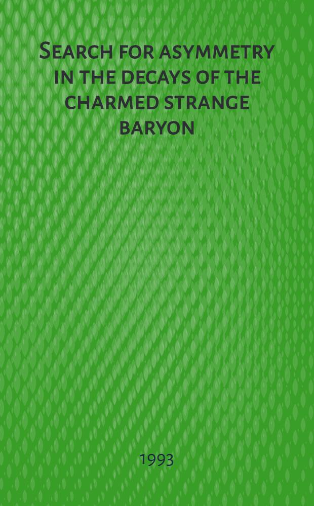 Search for asymmetry in the decays of the charmed strange baryon