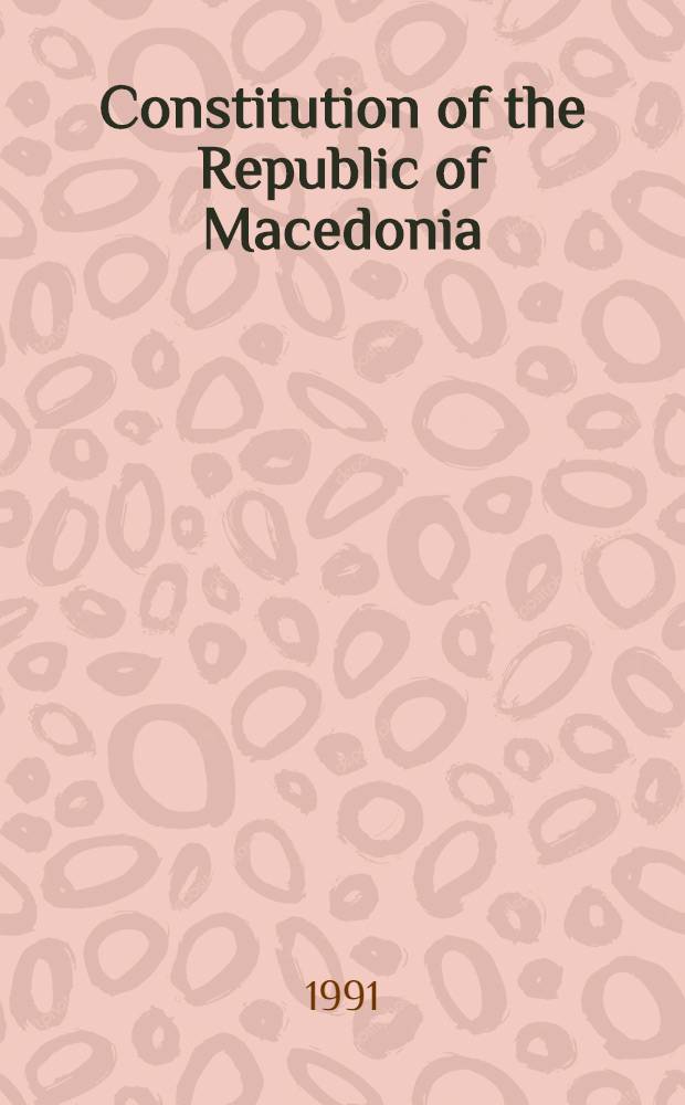 Constitution of the Republic of Macedonia
