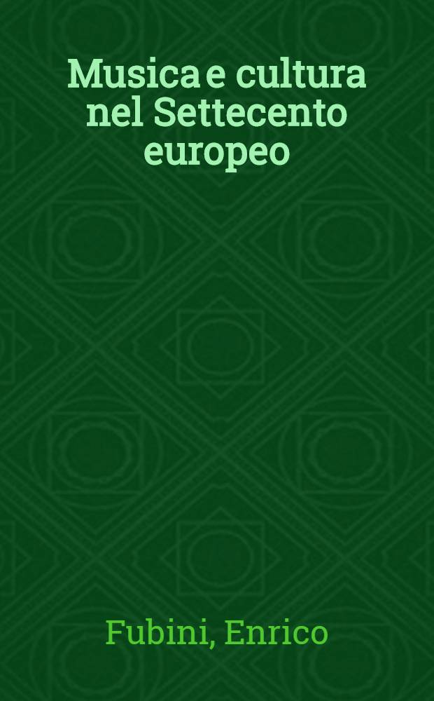 Musica e cultura nel Settecento europeo