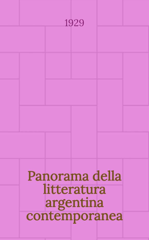 Panorama della litteratura argentina contemporanea
