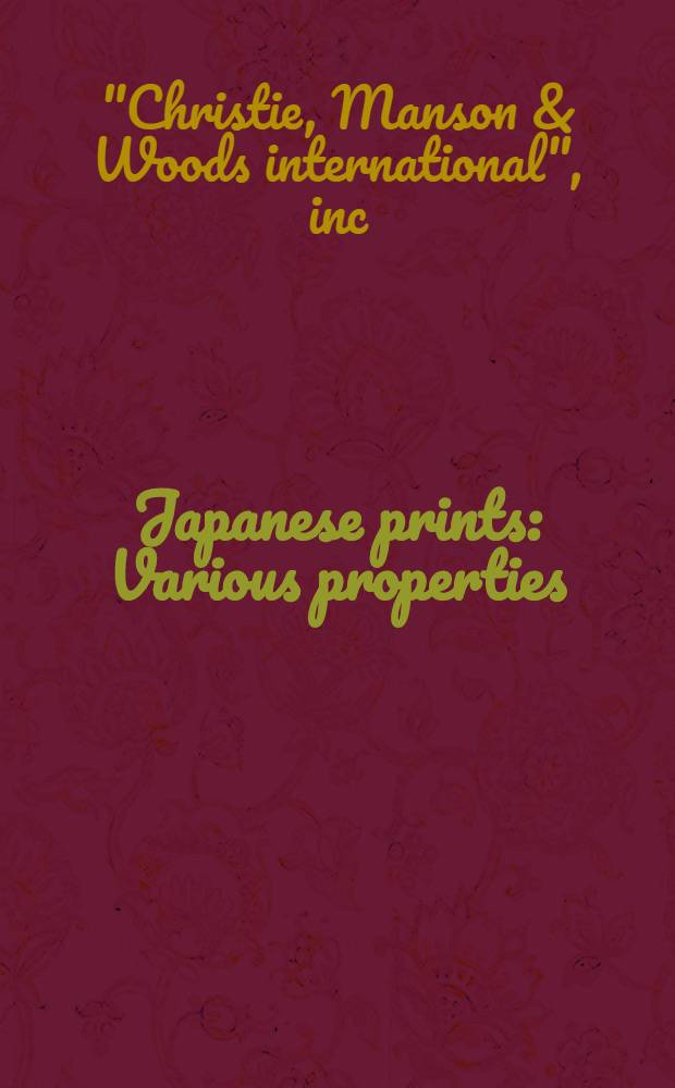 Japanese prints : Various properties : A cat. of publ. auction, New York, June 15, 1990 = Кристи. Японские гравюры.
