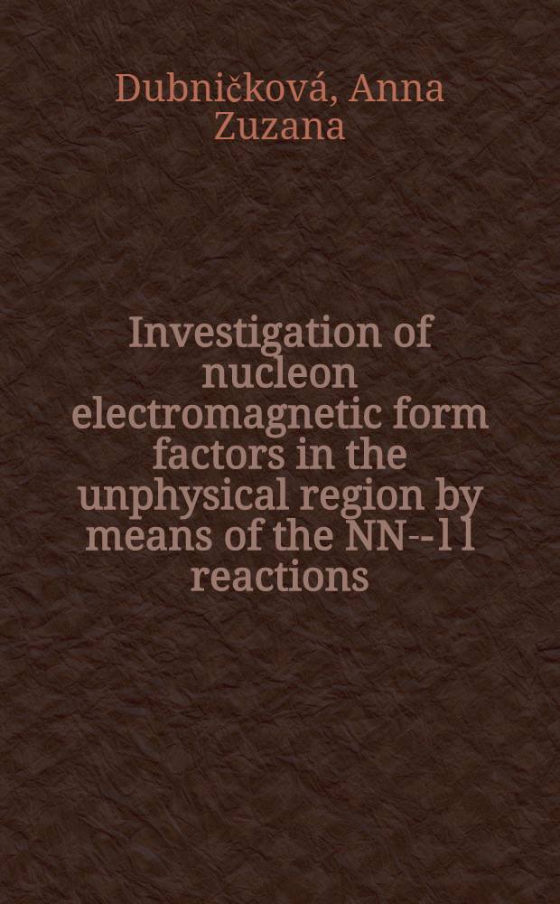 Investigation of nucleon electromagnetic form factors in the unphysical region by means of the NN --- l l reactions