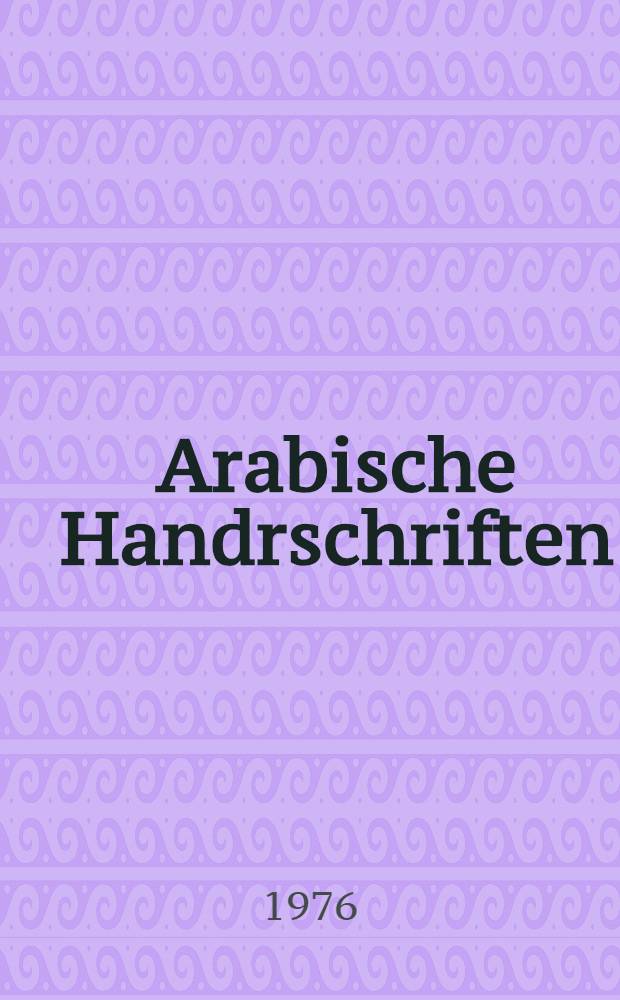 Arabische Handrschriften