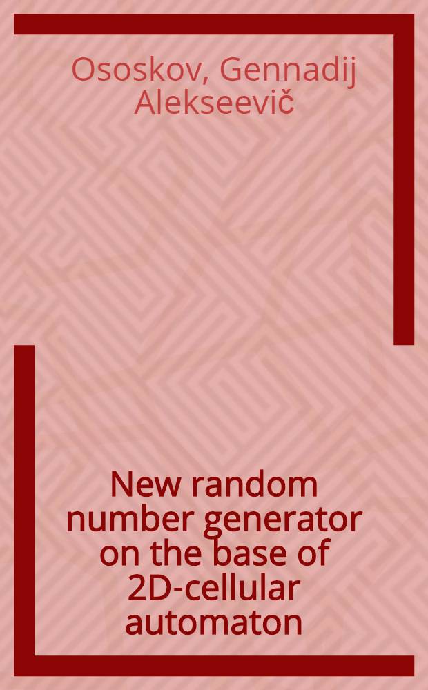 New random number generator on the base of 2D-cellular automaton
