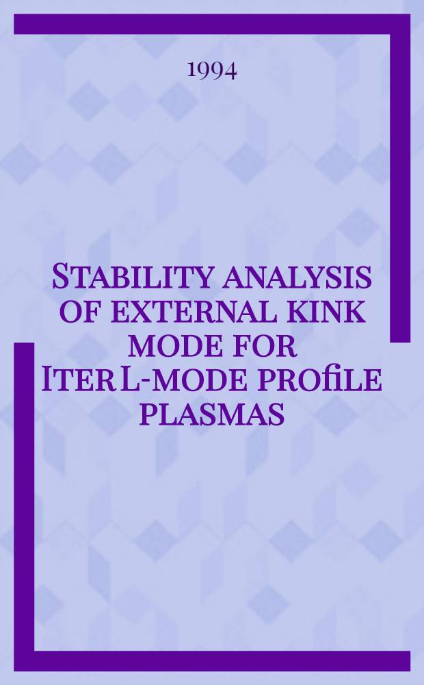 Stability analysis of external kink mode for Iter L-mode profile plasmas