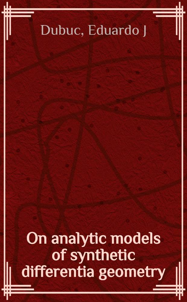 On analytic models of synthetic differentia geometry