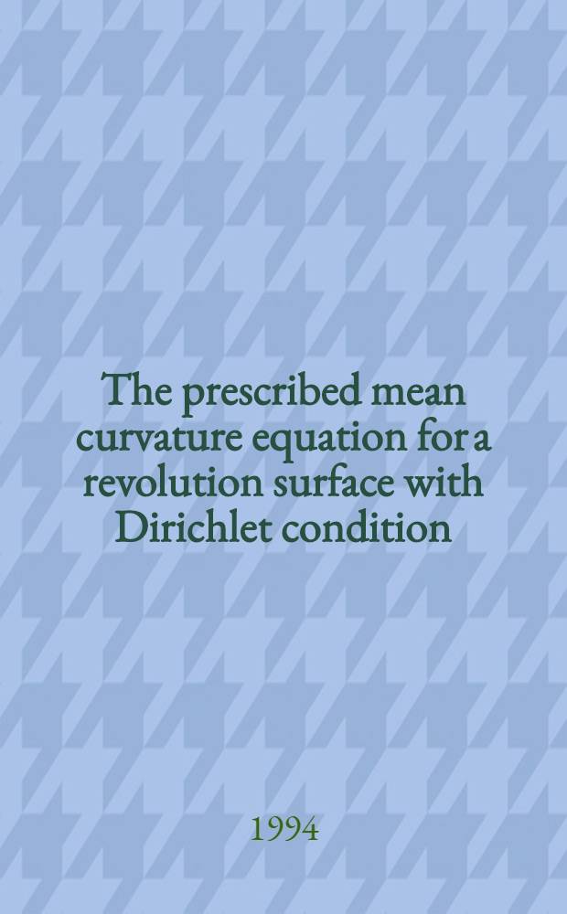 The prescribed mean curvature equation for a revolution surface with Dirichlet condition