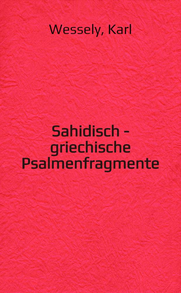 Sahidisch - griechische Psalmenfragmente