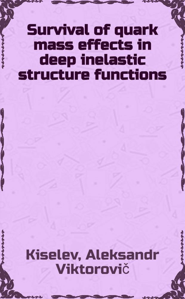 Survival of quark mass effects in deep inelastic structure functions : Talk prsented at the Intern. Europhysics conf. on high energy physics (27 July-2 Aug., 1995, Brussels, Belgium)