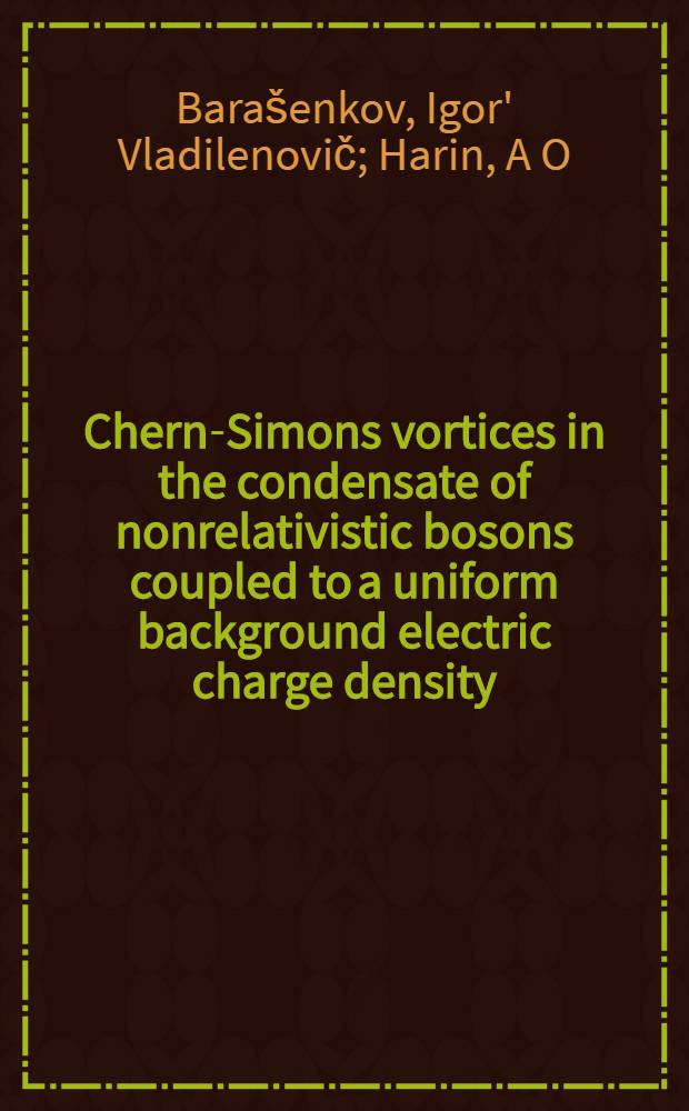 Chern-Simons vortices in the condensate of nonrelativistic bosons coupled to a uniform background electric charge density