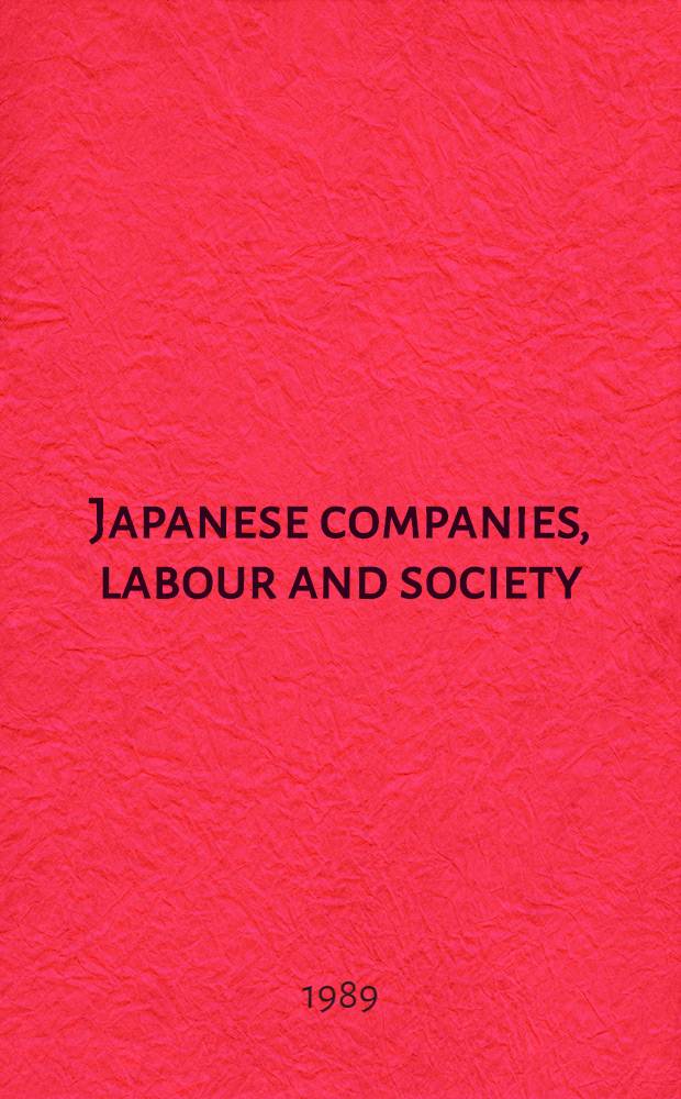 Japanese companies, labour and society : Lessons for Nigeria ?