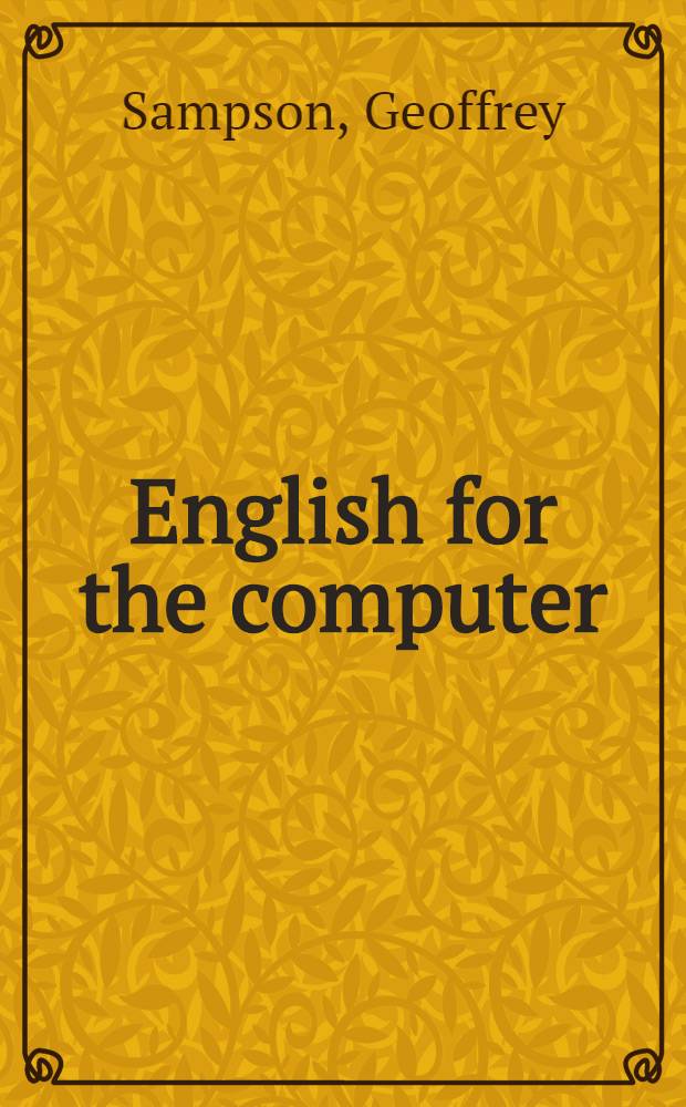 English for the computer : The SUSANNE corpus a. analytic scheme