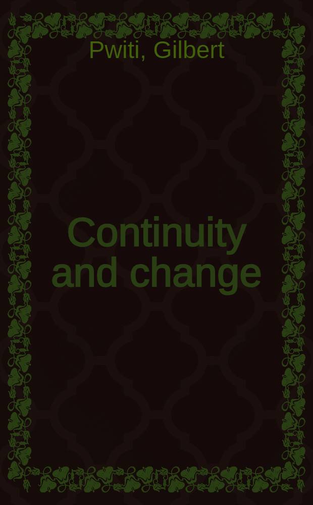 Continuity and change : An archaeol. study of farming communities in northern Zimbabwe AD 500-1700 : PhD thesis = Преемственность и перемены.