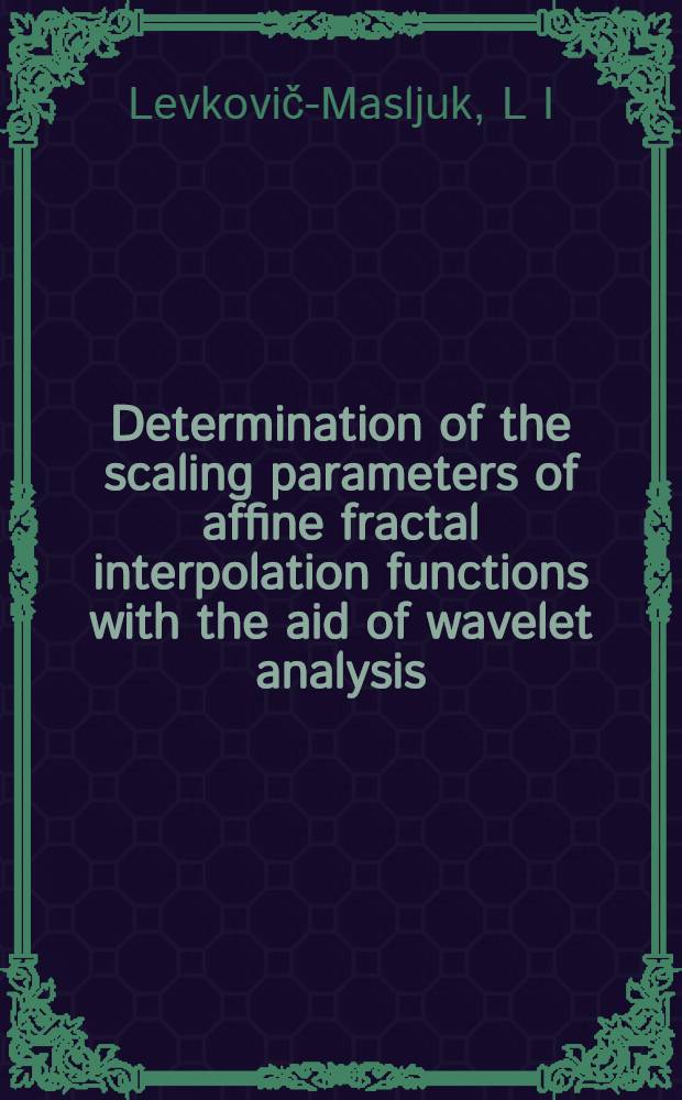 Determination of the scaling parameters of affine fractal interpolation functions with the aid of wavelet analysis