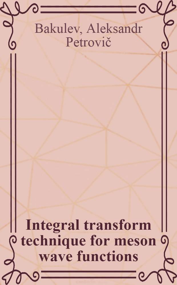 Integral transform technique for meson wave functions