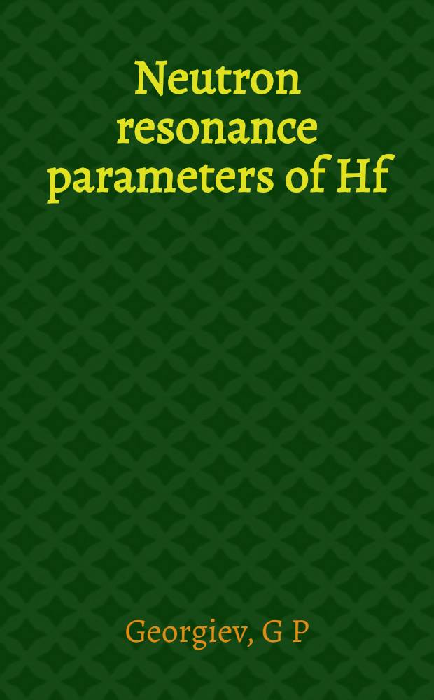 Neutron resonance parameters of Hf