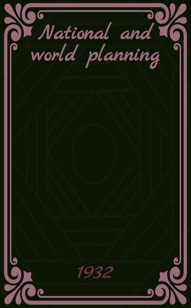 National and world planning : Proc. of the 36. Annu meet.