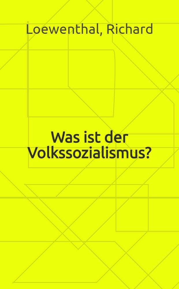 Was ist der Volkssozialismus?