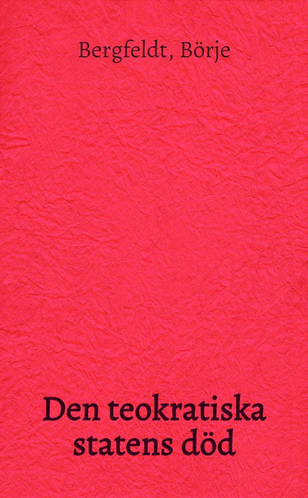 Den teokratiska statens död : Sekularisering och civilisering i 1700-talets Stockholm : Diss. = Смерть технократического государства.