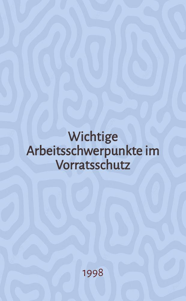 Wichtige Arbeitsschwerpunkte im Vorratsschutz = Important areas of research in stored product protection = Столетие исследований по защите растений. Важнейшие области исследования зашиты продуктовых запасов.