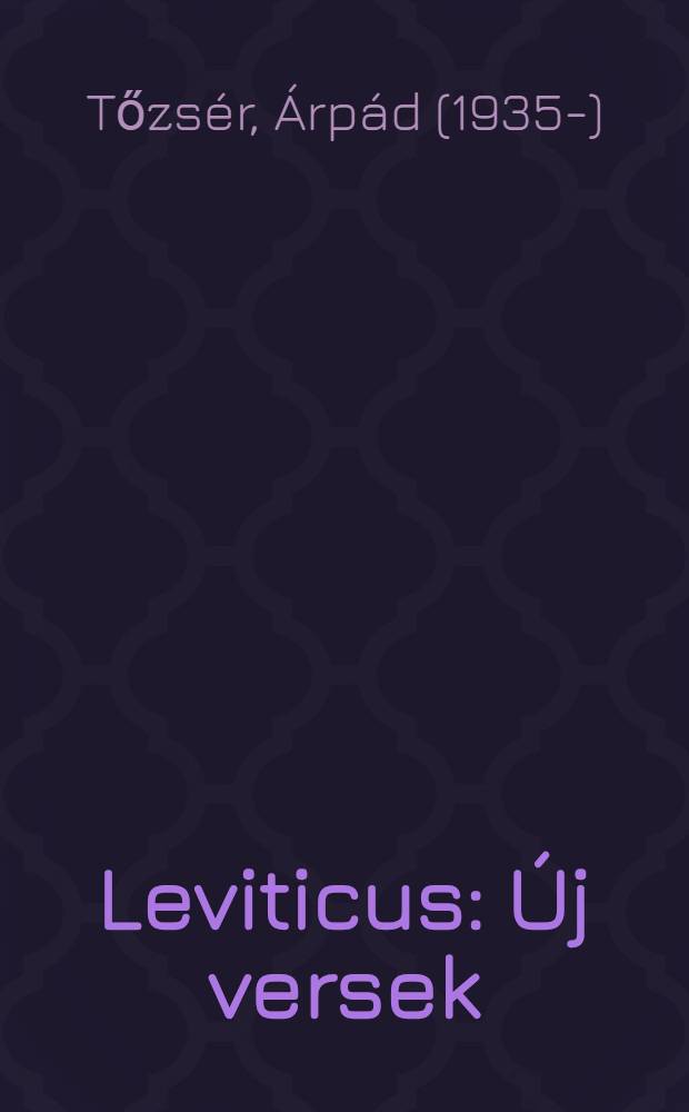 Leviticus : Új versek