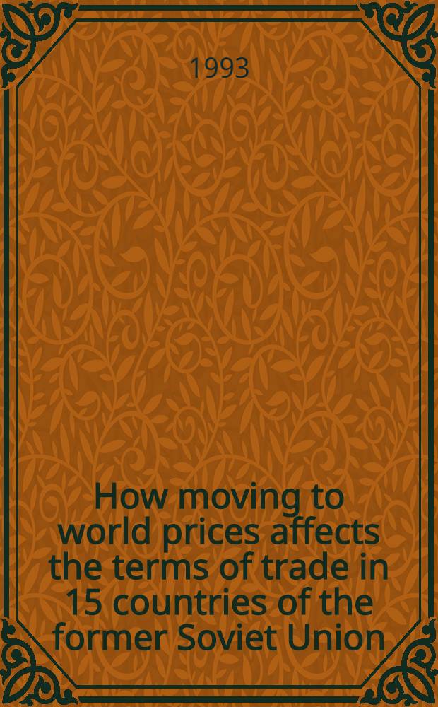 How moving to world prices affects the terms of trade in 15 countries of the former Soviet Union