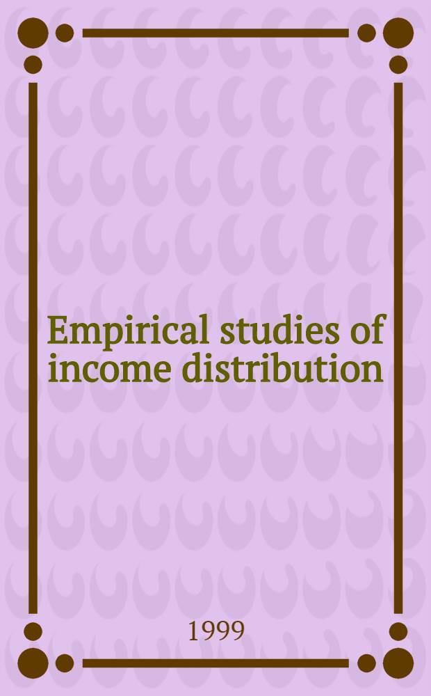 Empirical studies of income distribution : Diss. = Эмпирическое изучение распредения доходов.