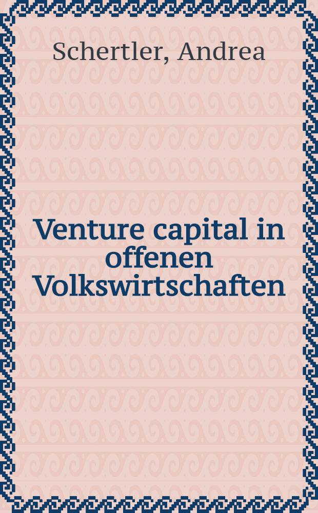 Venture capital in offenen Volkswirtschaften = Венчурный капитал в открытой экономике. Теоретические модели.