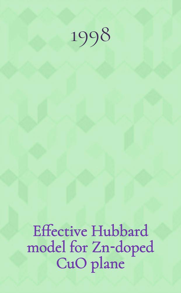 Effective Hubbard model for Zn-doped CuO plane